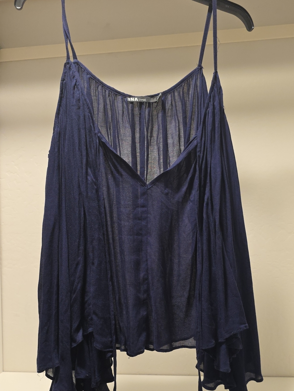 Ina Navy Blue Flowy Spaghetti Strap Tank Top